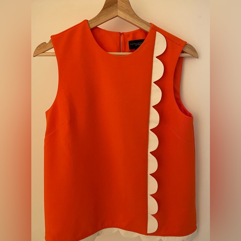 Victoria Beckham for Target Scallop Orange Sleeveless Blouse
